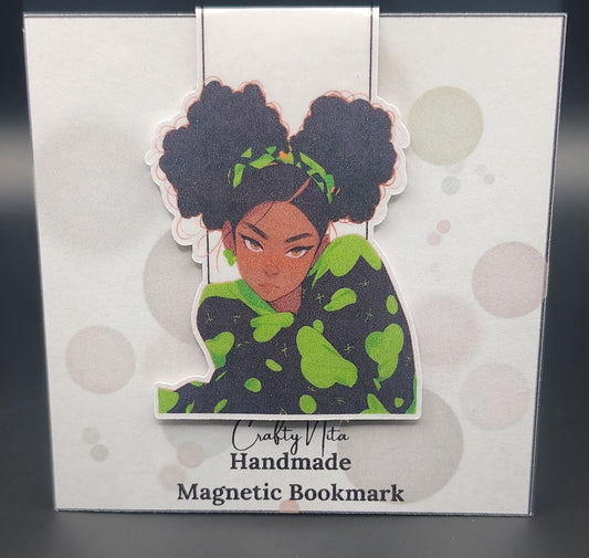 Green Pajama Girl Magnetic Bookmark