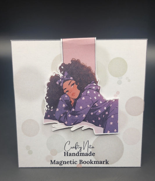 Purple Pajama Girl Magnetic Bookmark