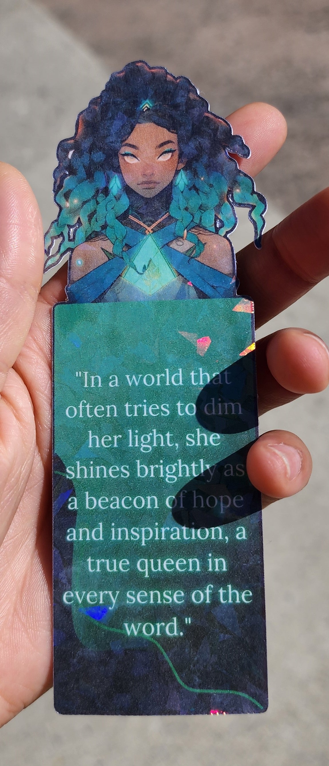 Green Girl Holographic Bookmark