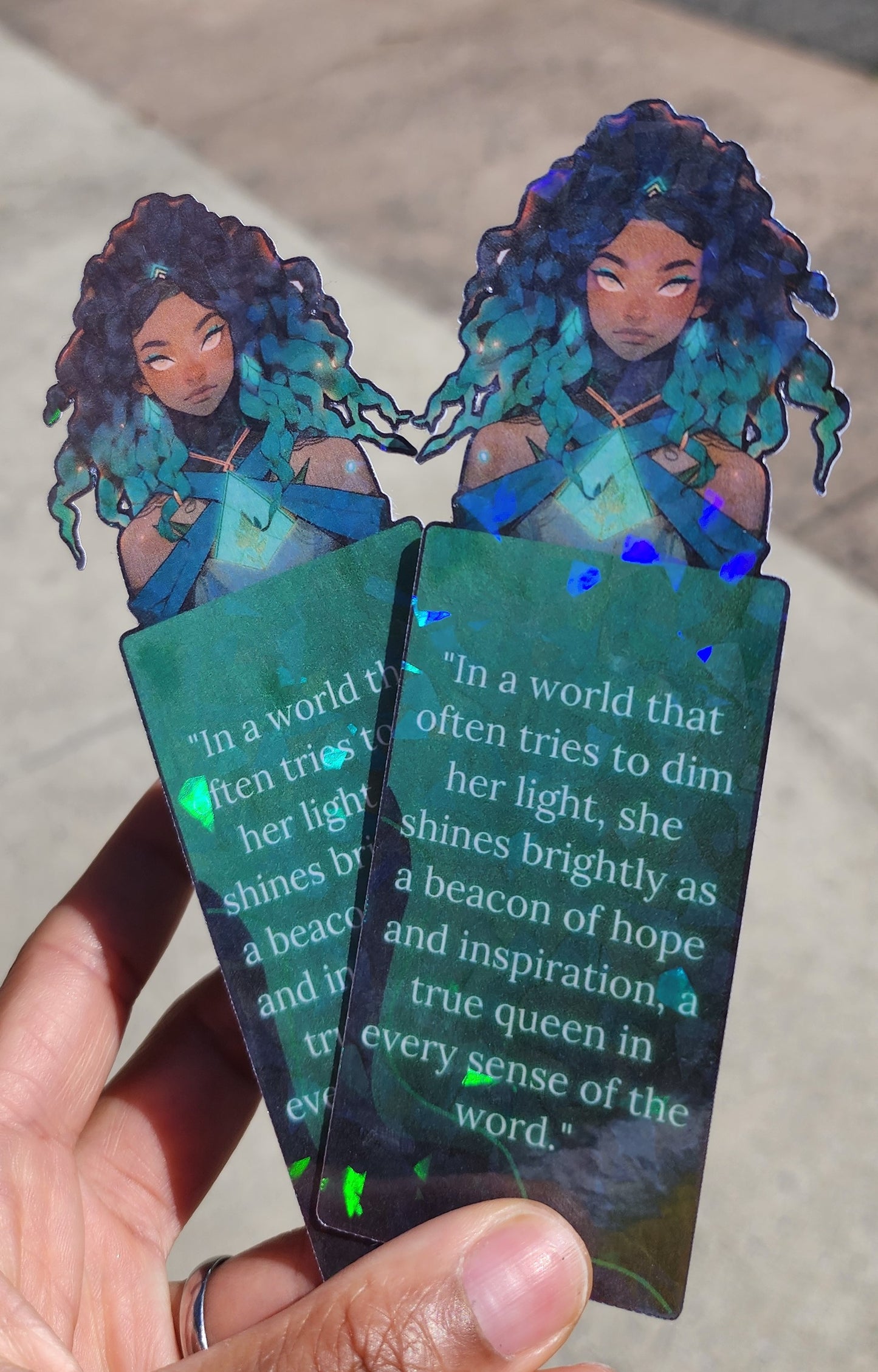 Green Girl Holographic Bookmark