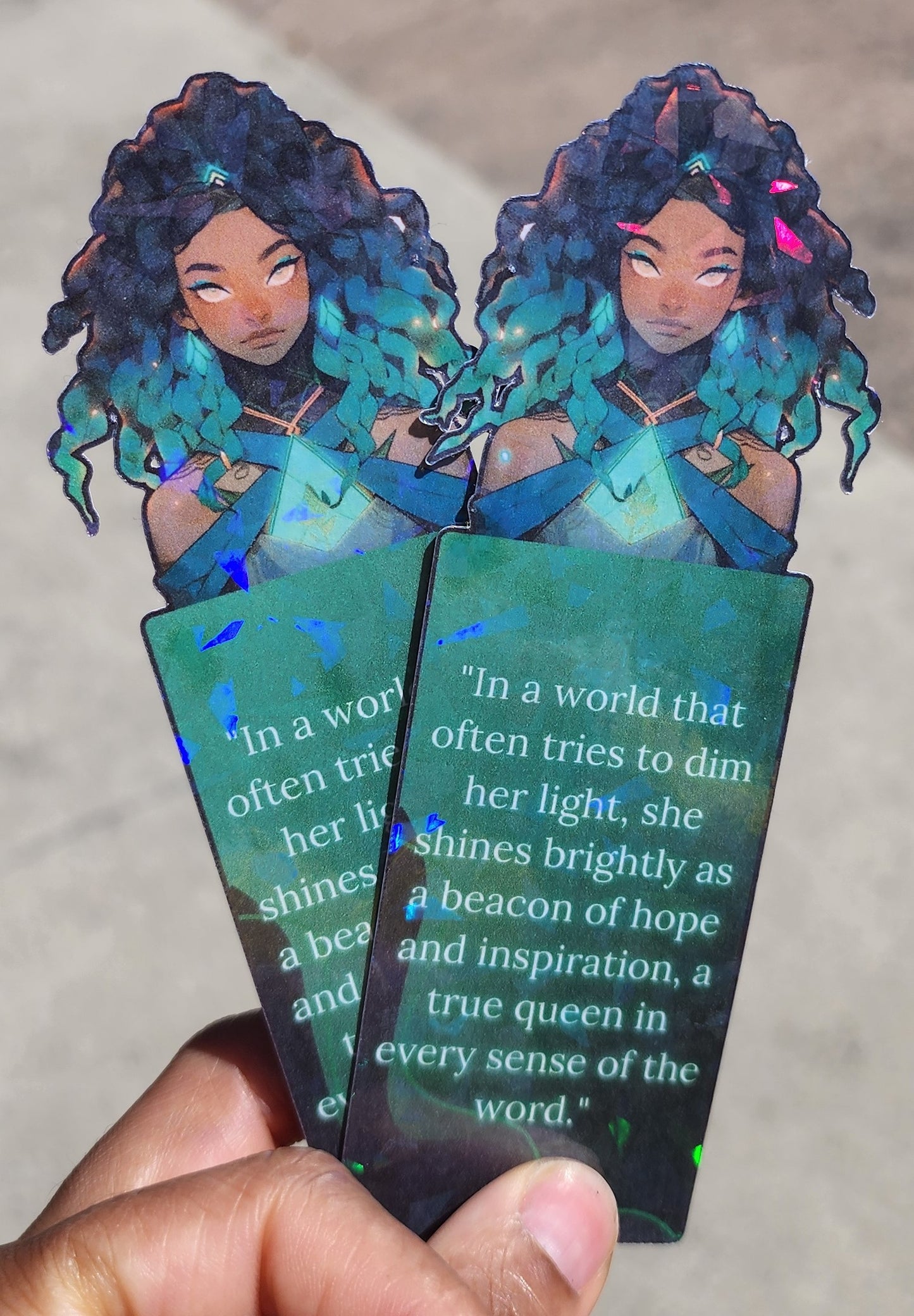 Green Girl Holographic Bookmark