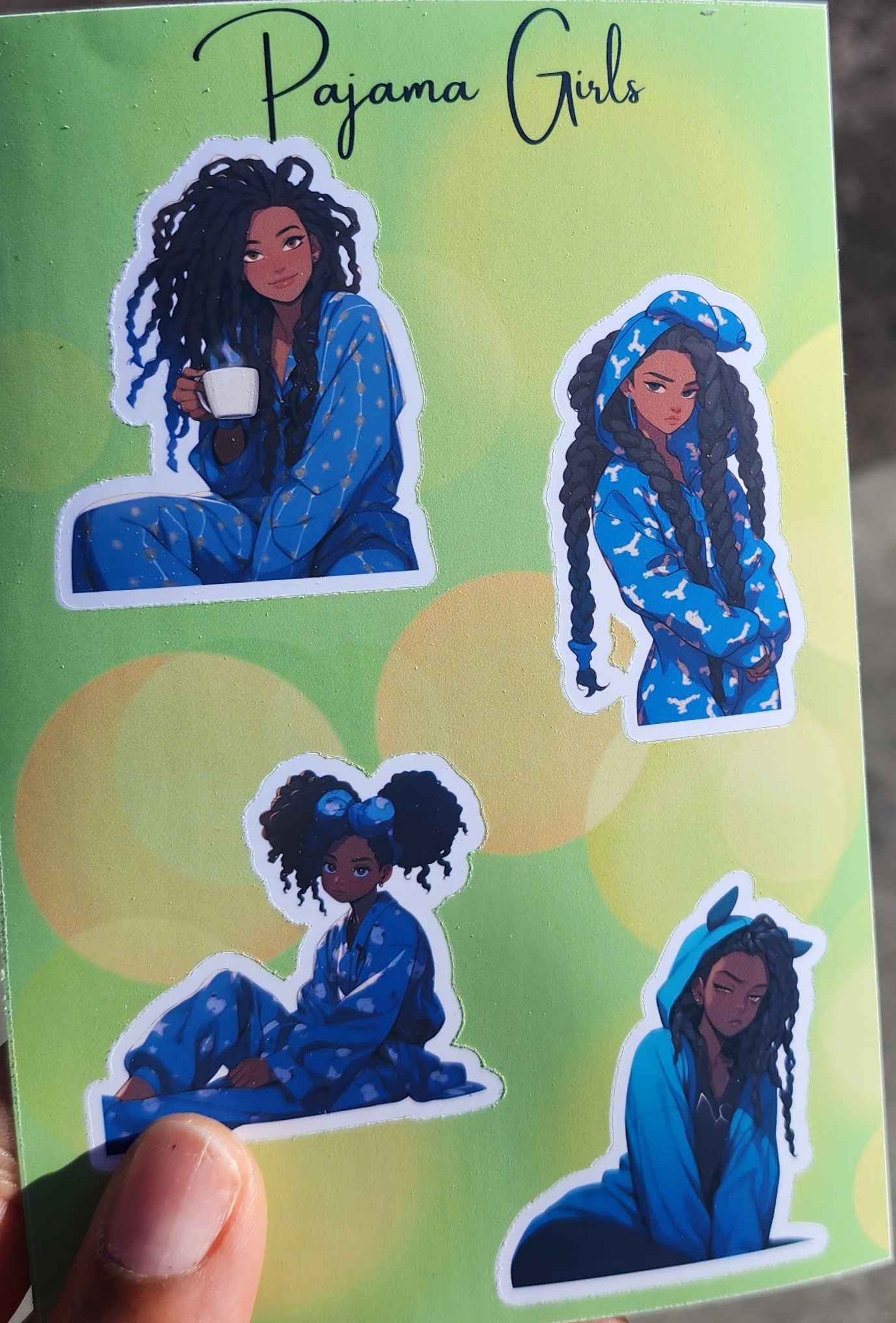 Blue Pajama Girl Sticker Sheet