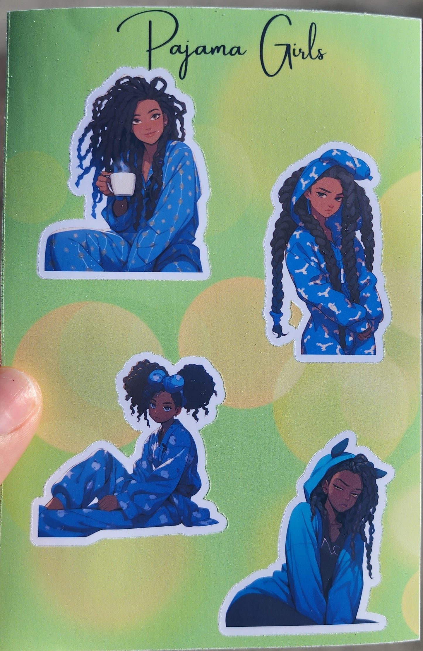 Blue Pajama Girl Sticker Sheet