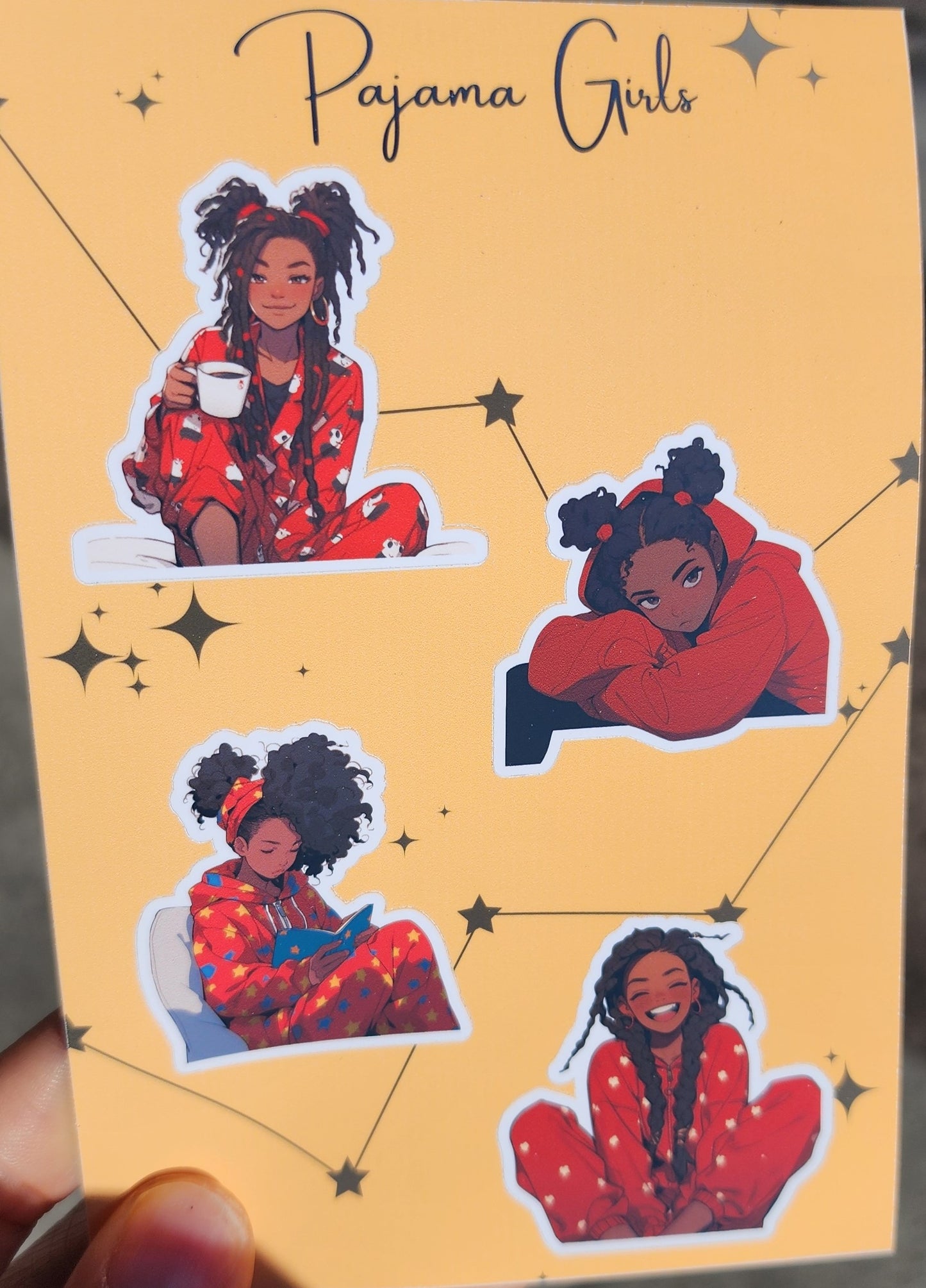 Red Pajama Girl Sticker Sheet