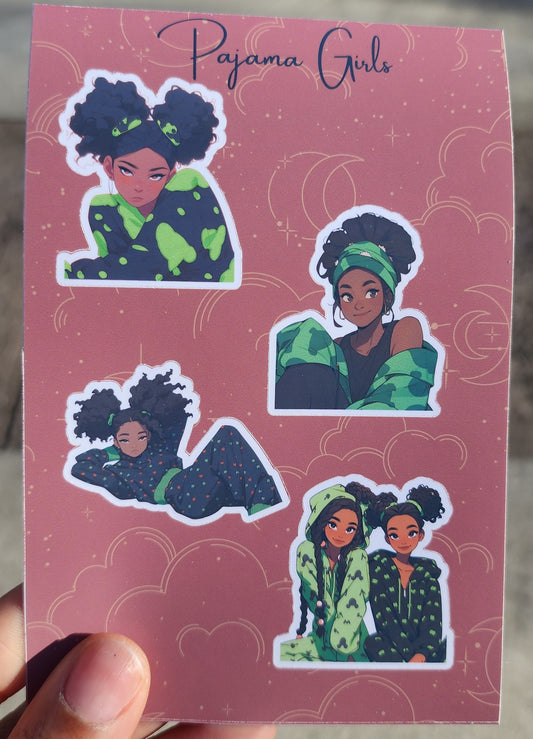 Green Pajama Girl Sticker Sheet